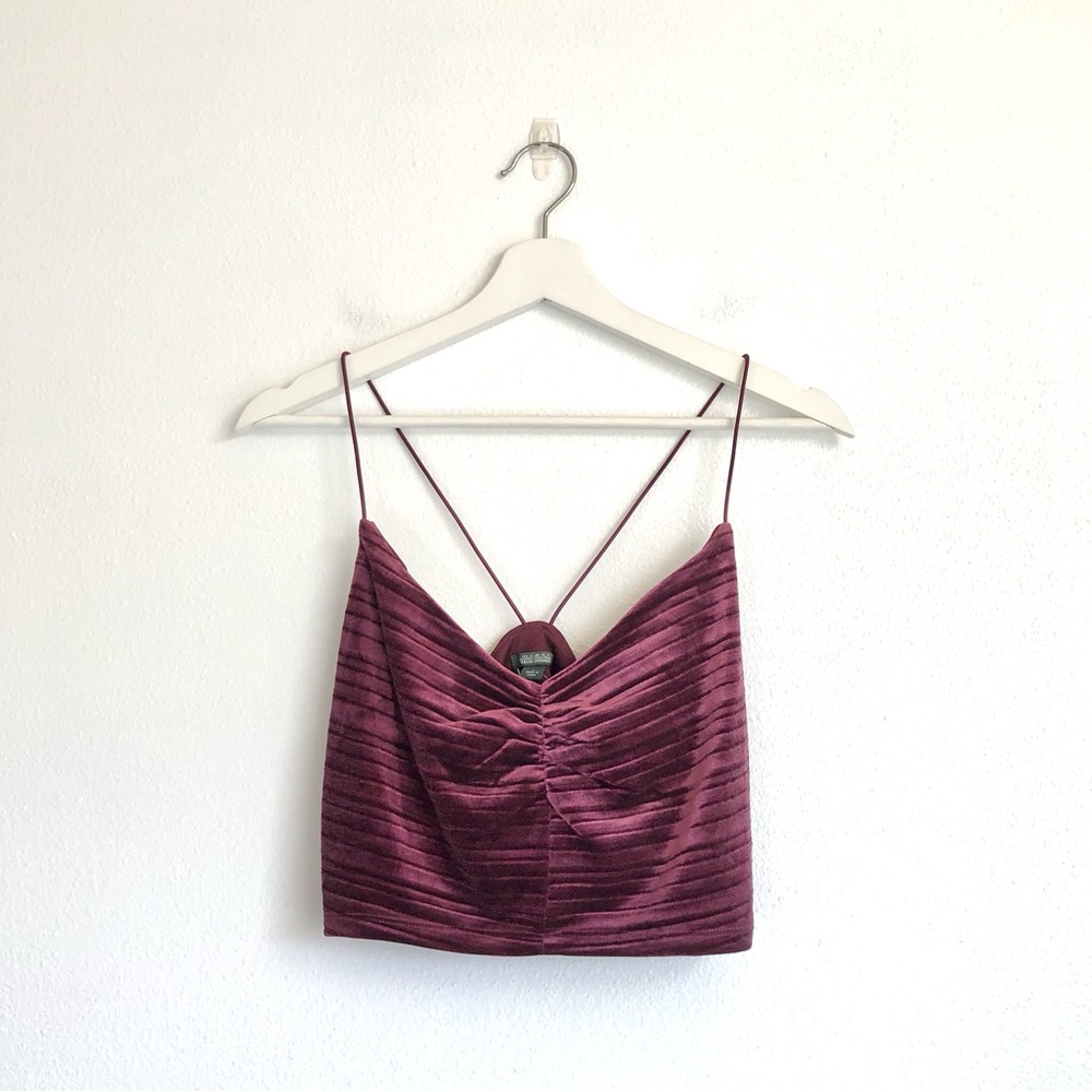 NWT Wild Fable Plum Purple Velvet Crop Top Size Large Whimsigoth Jewel Tone